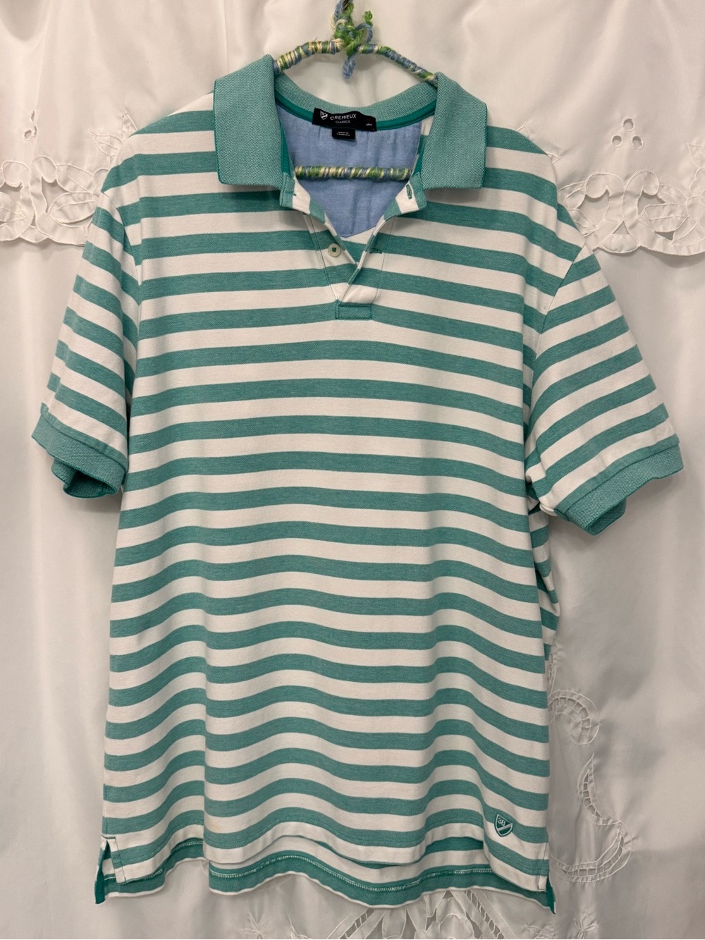 Daniel Cremieux Green and White Striped Polo